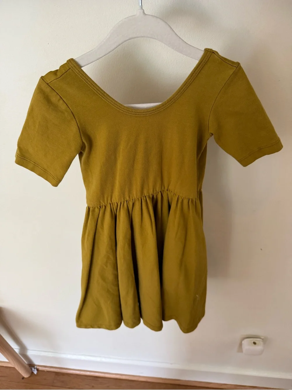 Girls' Mustard Short-Sleeve Casual Dress